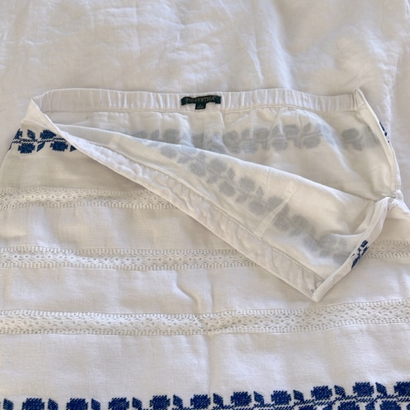 White and Blue Fringe Skirt - Picture 2 of 3